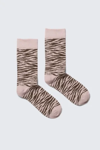 Calcetines de caña media con jacquard – Rayas de tigre rosa