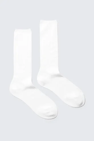 Calcetines de media caña acanalados – Blanco