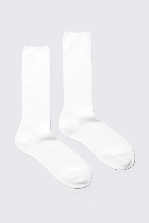 Calcetines de media caña acanalados – Blanco Calcetines de media caña acanalados – Blanco