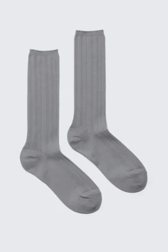 Calcetines de media caña acanalados – Gris