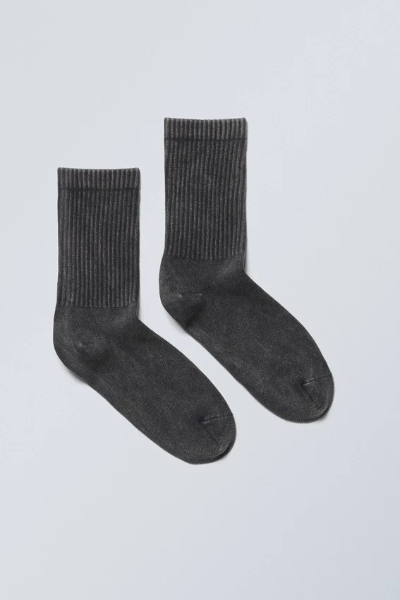 Calcetines deportivos estampados lavados – Negro lavado Calcetines deportivos estampados lavados – Negro lavado