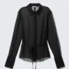 Camisa ajustada transparente con lazo en la espalda – Negro Camisa ajustada transparente con lazo en la espalda – Negro