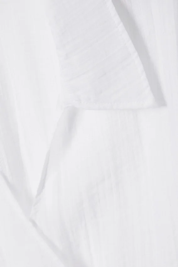 Camisa cruzada de manga larga con textura – Blanco transparente Camisa cruzada de manga larga con textura – Blanco transparente