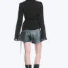 Camisa cruzada de manga larga con textura – Negro transparente