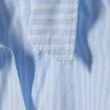 Camisa cruzada de manga larga de popelín – Rayas azules Camisa cruzada de manga larga de popelín – Rayas azules