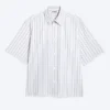 Camisa de algodón de corte cuadrado y manga corta – Rayas beige claro empolvado Camisa de algodón de corte cuadrado y manga corta – Rayas beige claro empolvado