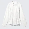 Camisa de algodón fruncida – Blanco
