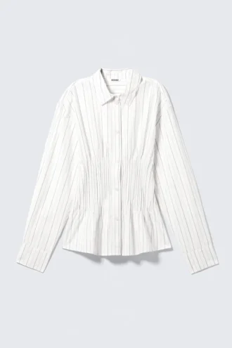 Camisa de algodón fruncida – Blanco
