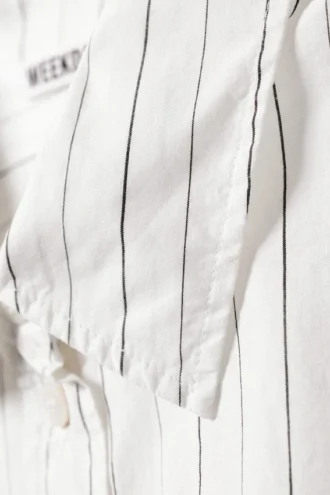 Camisa de algodón fruncida – Blanco