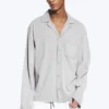 Camisa de algodón para estar por casa – Gris claro empolvado
