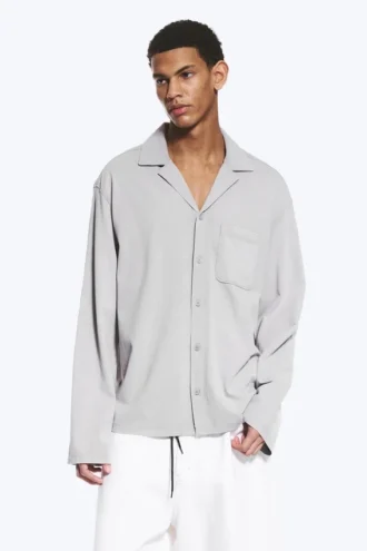 Camisa de algodón para estar por casa – Gris claro empolvado