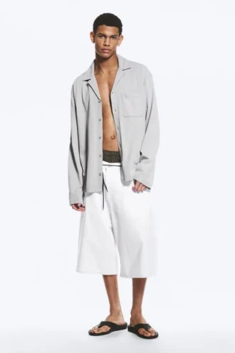 Camisa de algodón para estar por casa – Gris claro empolvado