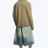 Camisa de estar por casa de algodón – Verde caqui apagado, talla M