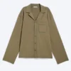 Camisa de estar por casa de algodón – Verde caqui apagado, talla M