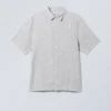 Camisa de lino de corte holgado y pantalones cortos – Gris polvoriento Camisa de lino de corte holgado y pantalones cortos – Gris polvoriento
