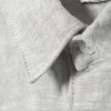 Camisa de lino de corte holgado y pantalones cortos – Gris polvoriento Camisa de lino de corte holgado y pantalones cortos – Gris polvoriento
