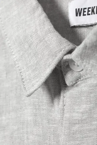 Camisa de lino de corte holgado y pantalones cortos – Gris polvoriento