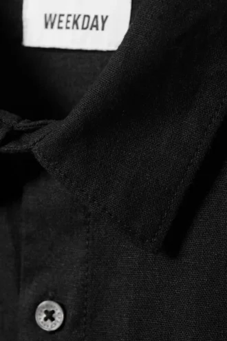 Camisa de lino de pantalón corto de corte holgado – Negro