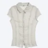 Camisa de manga corta con efecto arrugado – Gris claro empolvado