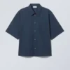 Camisa de pantalón corto de manga corta – Azul oscuro Camisa de pantalón corto de manga corta – Azul oscuro