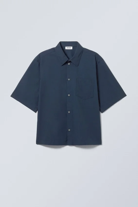 Camisa de pantalón corto de manga corta – Azul oscuro Camisa de pantalón corto de manga corta – Azul oscuro