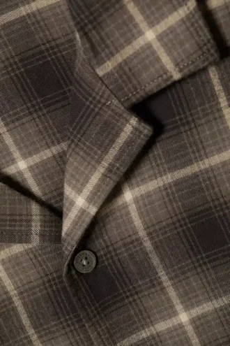 Camisa de pijama holgada de franela – A cuadros marrón oscuro