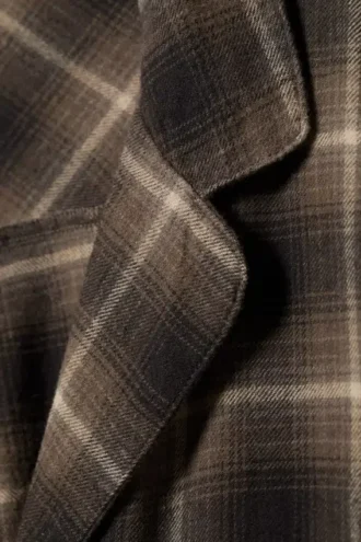 Camisa de pijama holgada de franela – A cuadros marrón oscuro