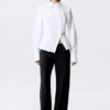 Camisa entallada asimétrica de popelín – Blanca