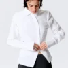 Camisa entallada asimétrica de popelín – Blanca