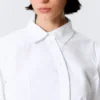 Camisa entallada asimétrica de popelín – Blanca