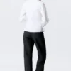 Camisa entallada asimétrica de popelín – Blanca