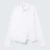 Camisa entallada asimétrica de popelín – Blanca