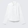 Camisa entallada de algodón de manga larga – Blanca Camisa entallada de algodón de manga larga – Blanca