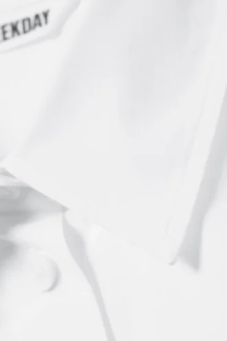 Camisa entallada de algodón de manga larga – Blanca