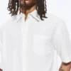 Camisa holgada de manga corta en mezcla de lino – Blanco roto Camisa holgada de manga corta en mezcla de lino – Blanco roto
