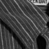 Camisa holgada de mezcla de lino de manga corta – Rayas gris oscuro Camisa holgada de mezcla de lino de manga corta – Rayas gris oscuro