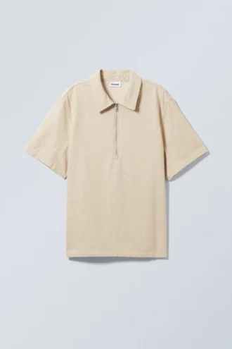Camisa holgada de pantalón corto en mezcla de lino – Crudo