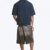 Camisa holgada de pantalón corto estilo resort – A cuadros azul oscuro Camisa holgada de pantalón corto estilo resort – A cuadros azul oscuro