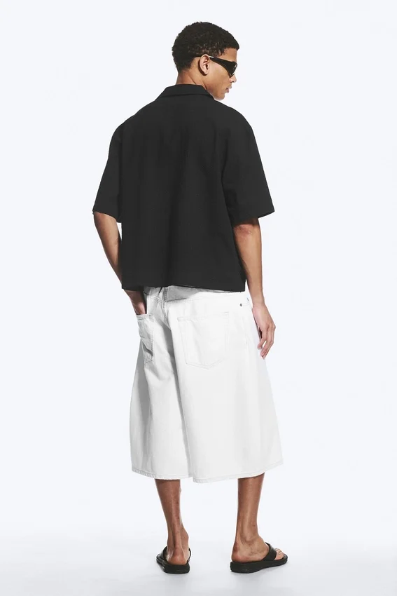 Camisa holgada de pantalón corto estilo resort – Negro Camisa holgada de pantalón corto estilo resort – Negro