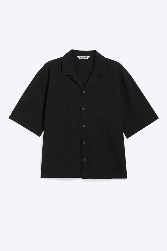 Camisa holgada de pantalón corto estilo resort – Negro Camisa holgada de pantalón corto estilo resort – Negro
