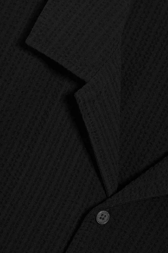 Camisa holgada de pantalón corto estilo resort – Negro Camisa holgada de pantalón corto estilo resort – Negro