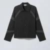 Camisa oversize de corte holgado con paneles y mangas raglán – Negro