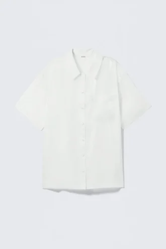Camisa oversize de manga corta de organza – Menta