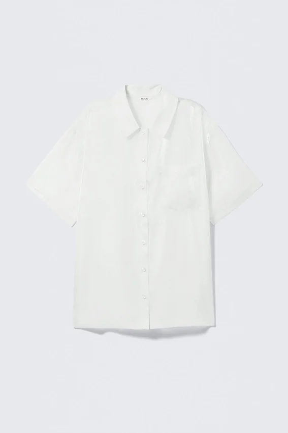 Camisa oversize de manga corta de organza – Menta Camisa oversize de manga corta de organza – Menta