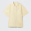 Camisa oversize de popelín de algodón de manga corta – Rayas amarillo claro Camisa oversize de popelín de algodón de manga corta – Rayas amarillo claro