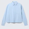 Camisa Oxford de corte recto y manga larga – Azul claro Camisa Oxford de corte recto y manga larga – Azul claro