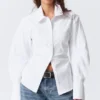 Camisas ajustadas con fruncido en la cintura – Blanco