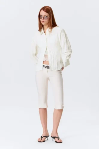 Camisas ajustadas con fruncido en la cintura – Blanco
