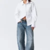 Camisas ajustadas con fruncido en la cintura – Blanco