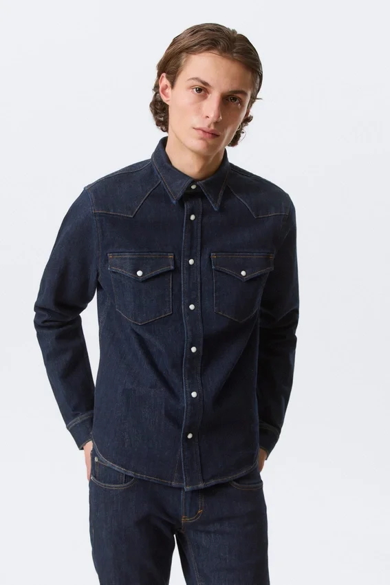 Camisas ajustadas de denim – Blue Rinse – Azul oscuro Camisas ajustadas de denim – Blue Rinse – Azul oscuro